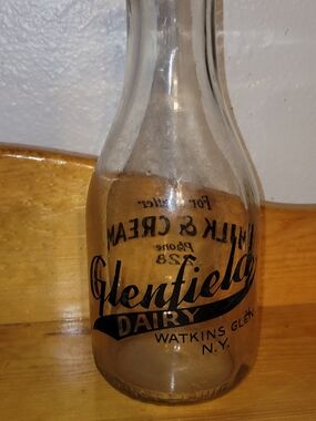 Antique Glenfield Dairy Glass Milk Bottle